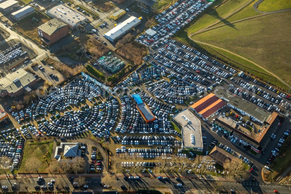 Aerial image Hamm - Parking and storage space for automobiles of W. Potthoff GmbH in the district Bockum-Hoevel in Hamm in the state North Rhine-Westphalia