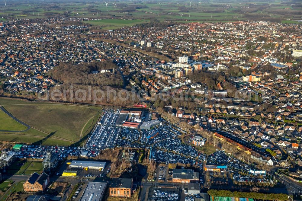 Aerial image Hamm - Parking and storage space for automobiles of W. Potthoff GmbH in the district Bockum-Hoevel in Hamm in the state North Rhine-Westphalia