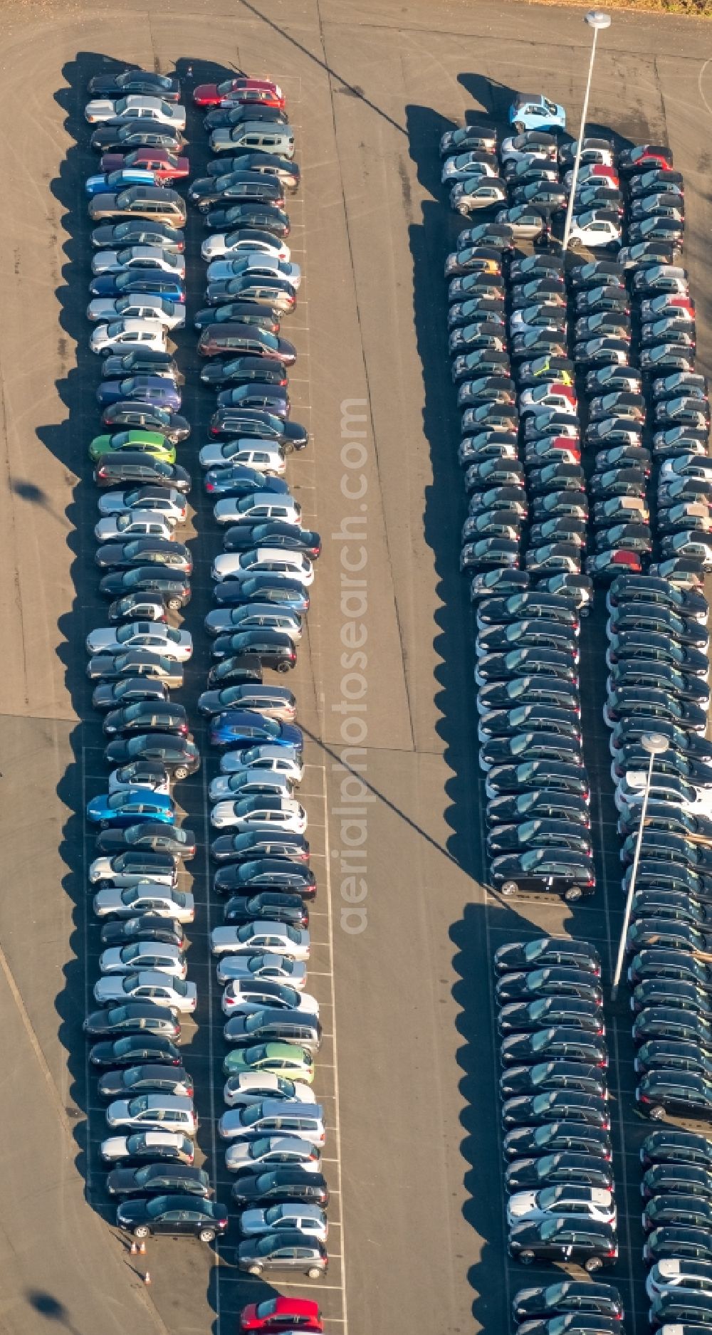 Bottrop from above - Parking and storage space for automobiles of Brabus GmbH on the Brabus-Allee in the district Eigen in Bottrop in the state North Rhine-Westphalia