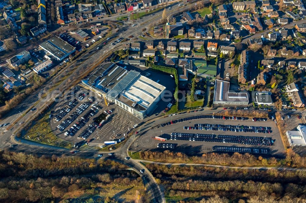 Aerial image Bottrop - Parking and storage space for automobiles of Brabus GmbH on the Brabus-Allee in the district Eigen in Bottrop in the state North Rhine-Westphalia