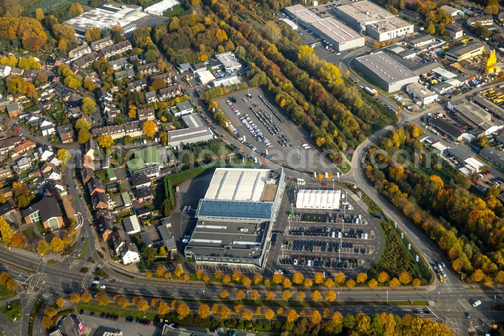 Bottrop from above - Parking and storage space for automobiles of Brabus GmbH on the Brabus-Allee in the district Eigen in Bottrop in the state North Rhine-Westphalia