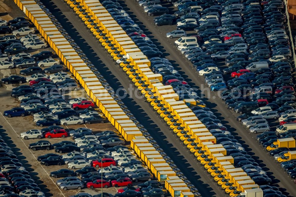 Aerial image Dortmund - Parking and storage space for automobiles in the district Eving in Dortmund in the state North Rhine-Westphalia, Germany