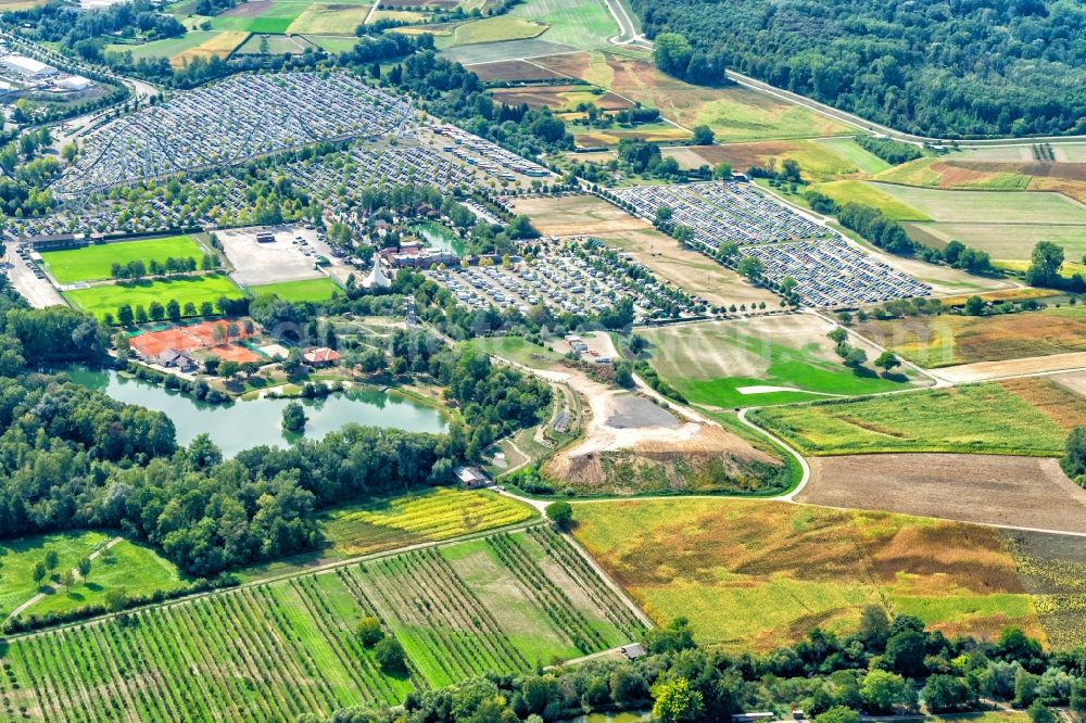 Aerial image Rust - Parking and storage space for automobiles of Europa-Park in Rust in the state Baden-Wurttemberg, Germany