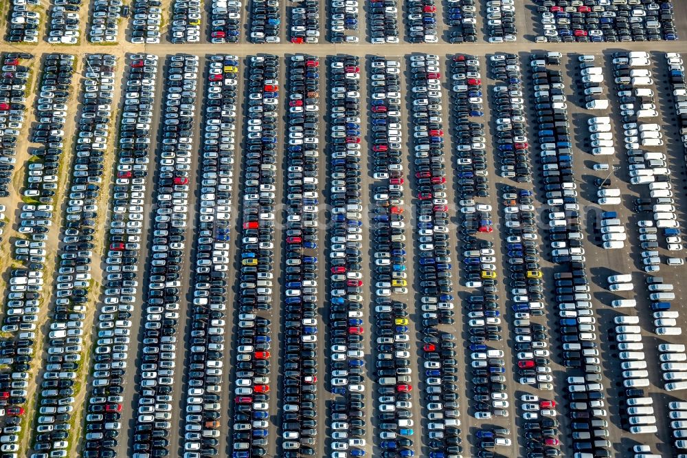 Zülpich from the bird's eye view: Parking and storage space for automobiles in Zuelpich in the state North Rhine-Westphalia