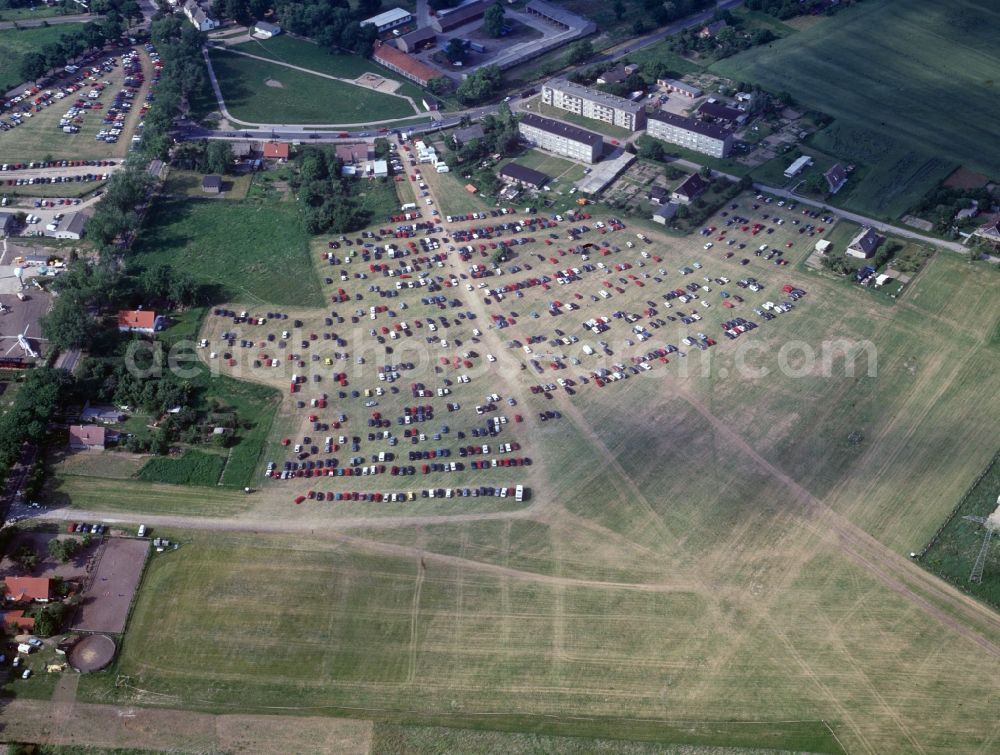 Aerial image Schönefeld - Parking in front of the ILA International Aerospace Exhibition in Berlin-Schoenefeld in Brandenburg