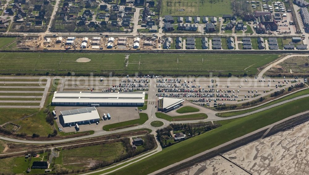 Aerial image Dagebüll - Parking and storage space for automobiles bei Inselparkplatz Dagebuell GmbH in Dagebuell in the state Schleswig-Holstein, Germany