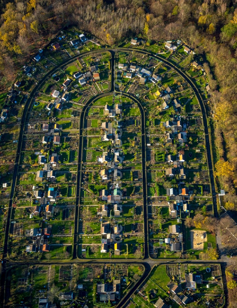 Bochum from above - Parcel of a small garden in Bochum in the state North Rhine-Westphalia