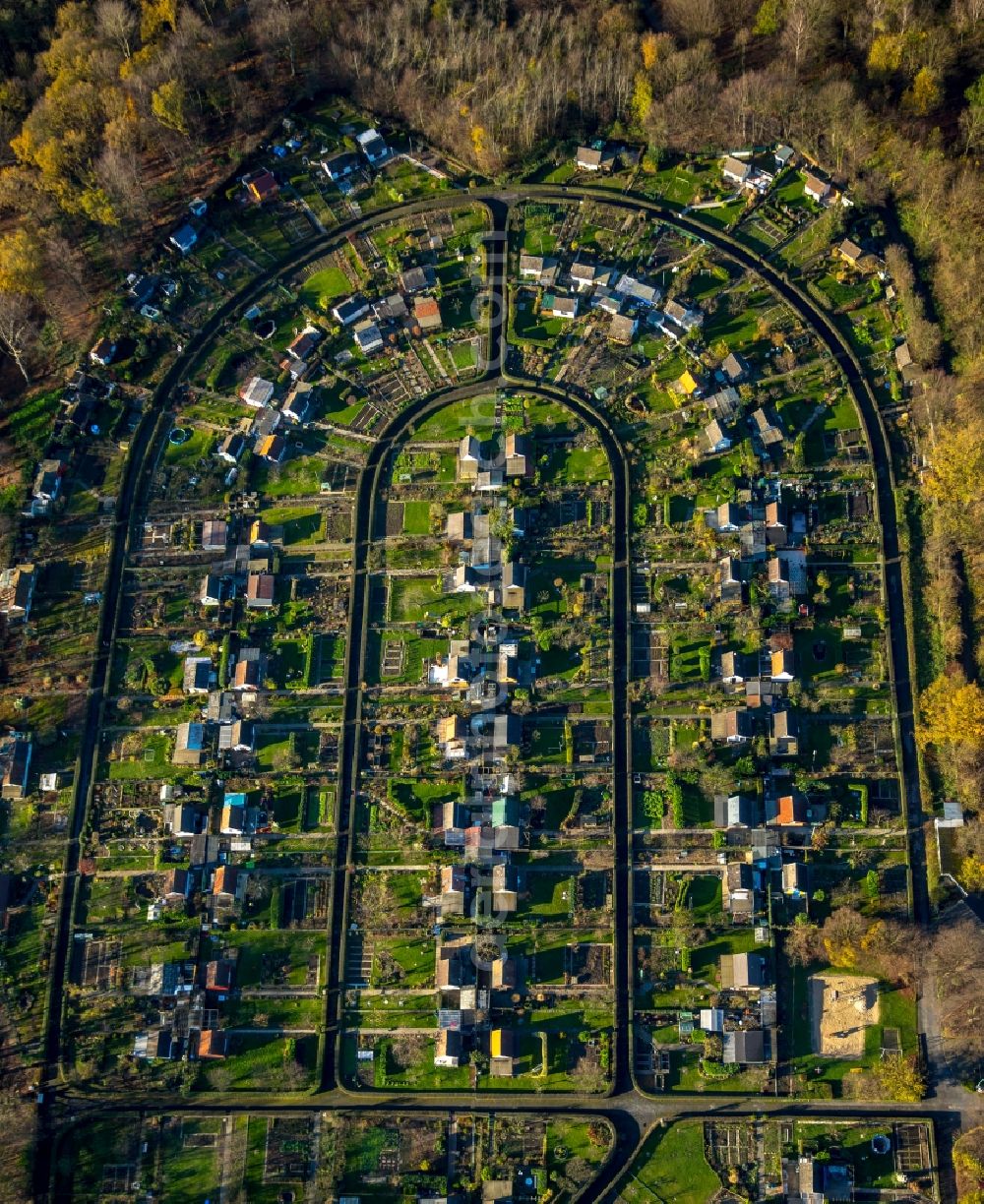 Aerial image Bochum - Parcel of a small garden in Bochum in the state North Rhine-Westphalia