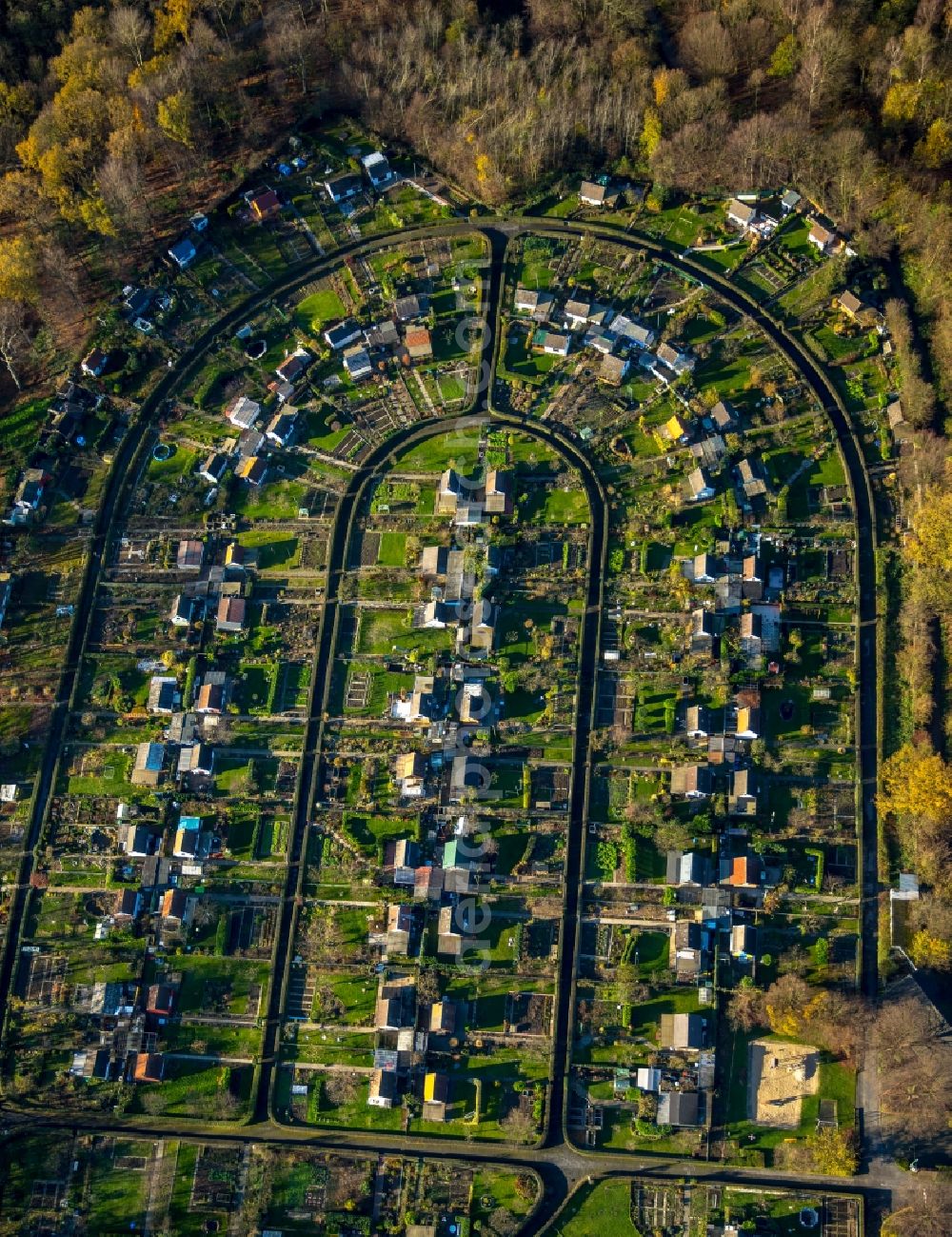 Bochum from above - Parcel of a small garden in Bochum in the state North Rhine-Westphalia