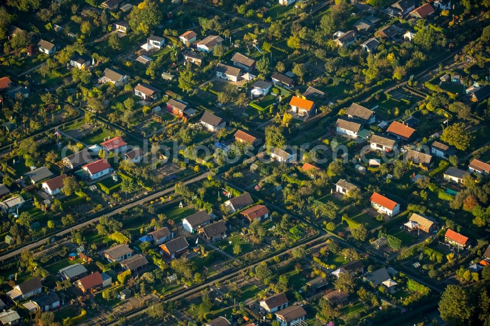 Duisburg from above - Parcel of a small garden in Duisburg in the state North Rhine-Westphalia