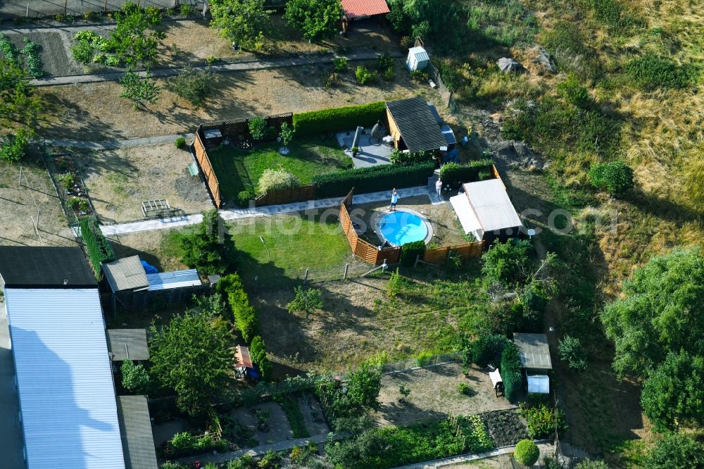 Osterburg (Altmark) from above - Parcel of a small garden along the Weinbergstrasse in Osterburg (Altmark) in the state Saxony-Anhalt, Germany