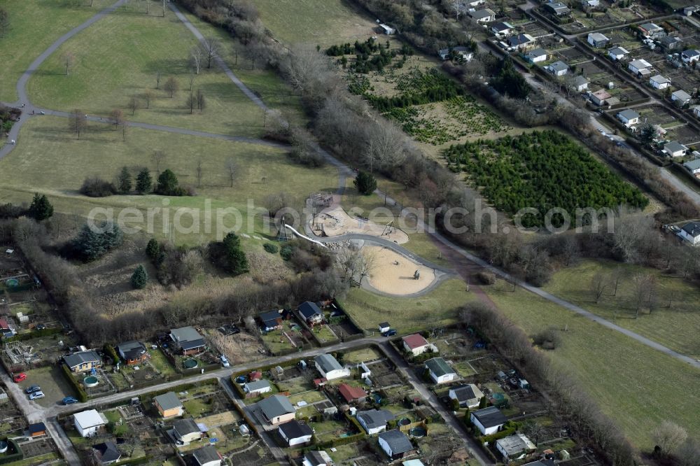 Magdeburg from above - Parcel of a small garden am Flora-Park Garten in the district Neustaedter Feld in Magdeburg in the state Saxony-Anhalt