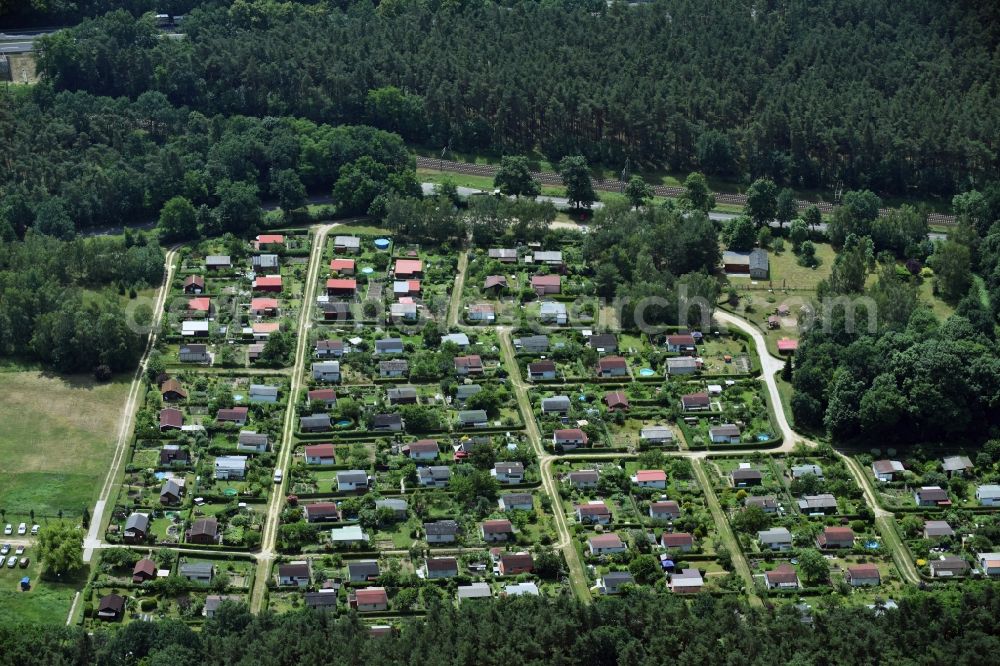 Aerial image Werder (Havel) - Parcel of a small garden Fuchsberg in Werder (Havel) in the state Brandenburg