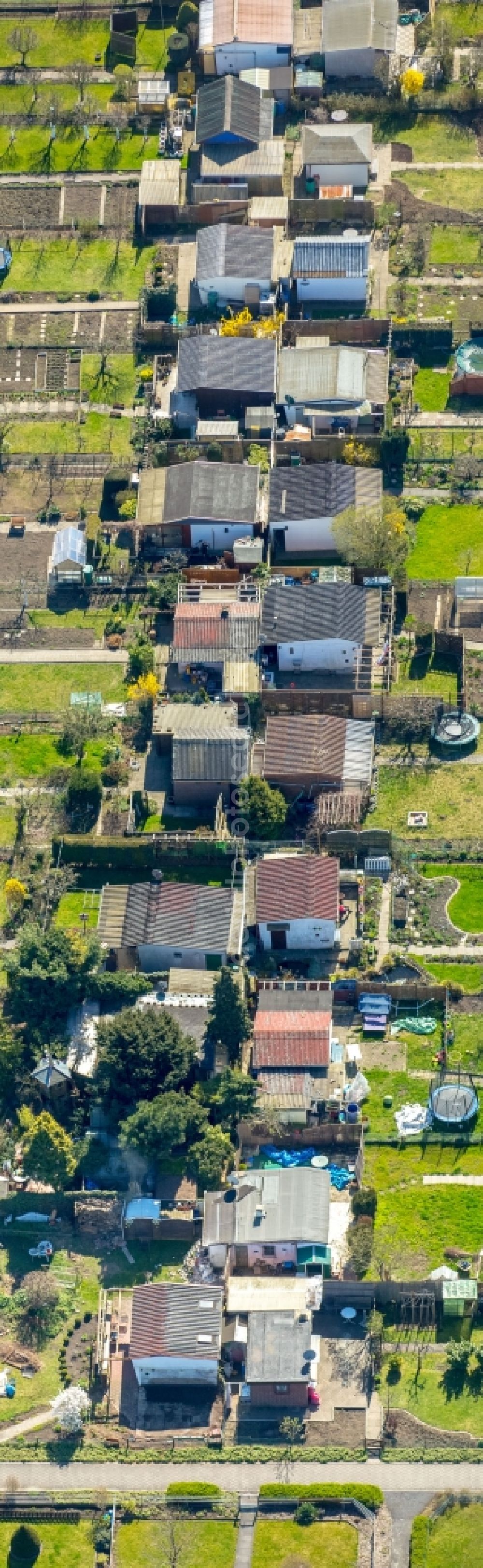 Dortmund from above - Parcel of a small garden Garten Verein Nord Ost e.V. on Hannoeversche Strasse in Dortmund in the state North Rhine-Westphalia