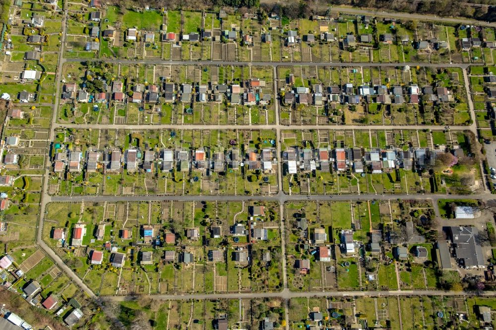 Aerial image Dortmund - Parcel of a small garden Garten Verein Nord Ost e.V. on Hannoeversche Strasse in Dortmund in the state North Rhine-Westphalia