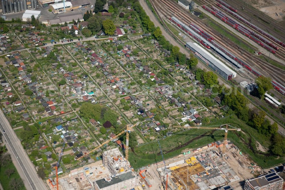 Aerial image Freiburg im Breisgau - Parcel of a small garden of Gartenfreunde Sued in Freiburg im Breisgau in the state Baden-Wuerttemberg