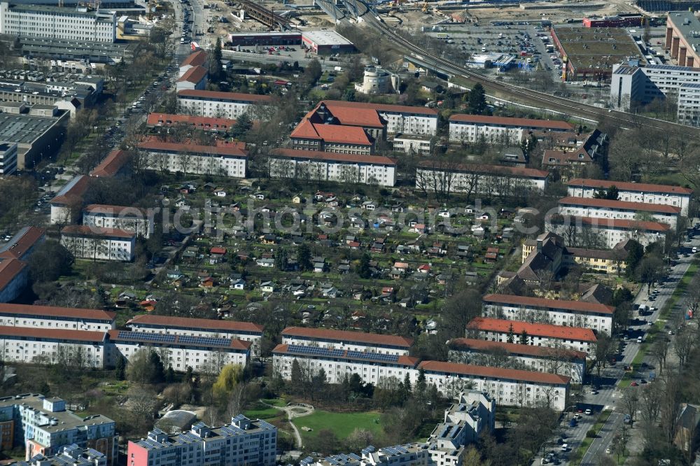 Aerial image Berlin - Parcel of a small garden Neukoelln in Berlin in Germany