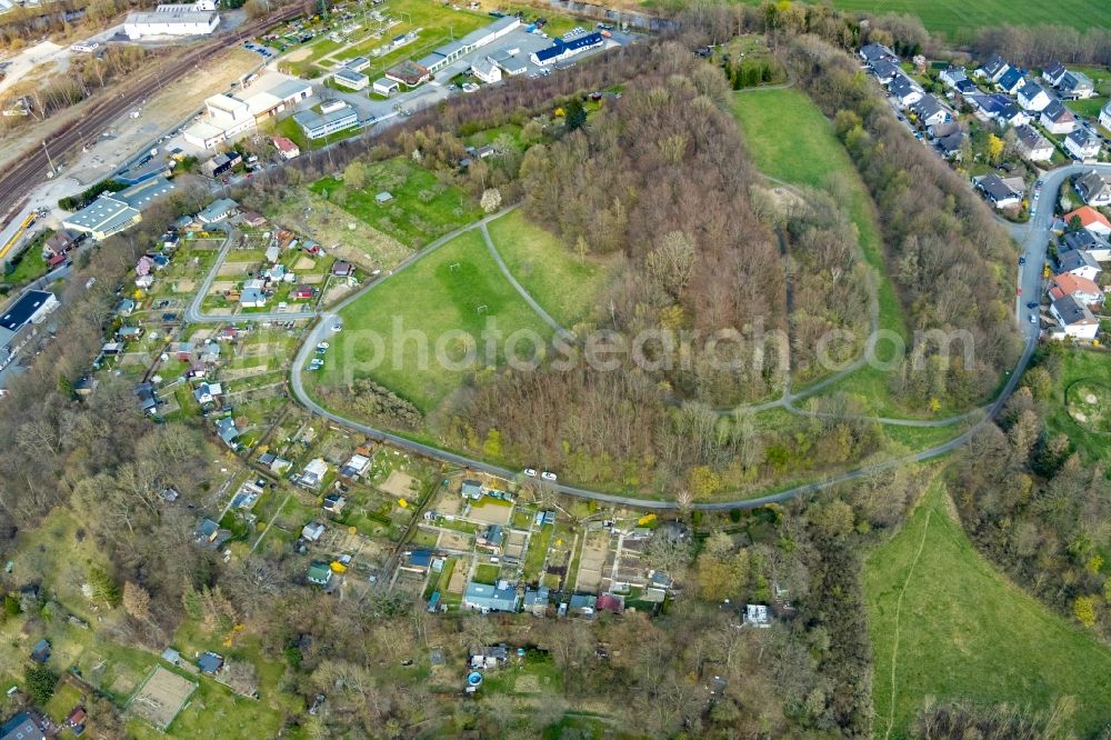 Aerial image Arnsberg - Parcel of a small garden Auf dem Luesenberg in Arnsberg in the state North Rhine-Westphalia, Germany