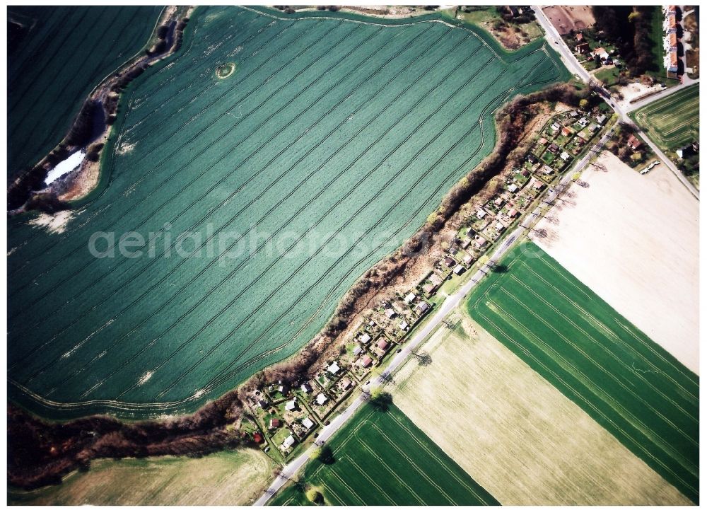 Aerial image Mehrow - Parcel of a small garden in Mehrow in the state Brandenburg, Germany