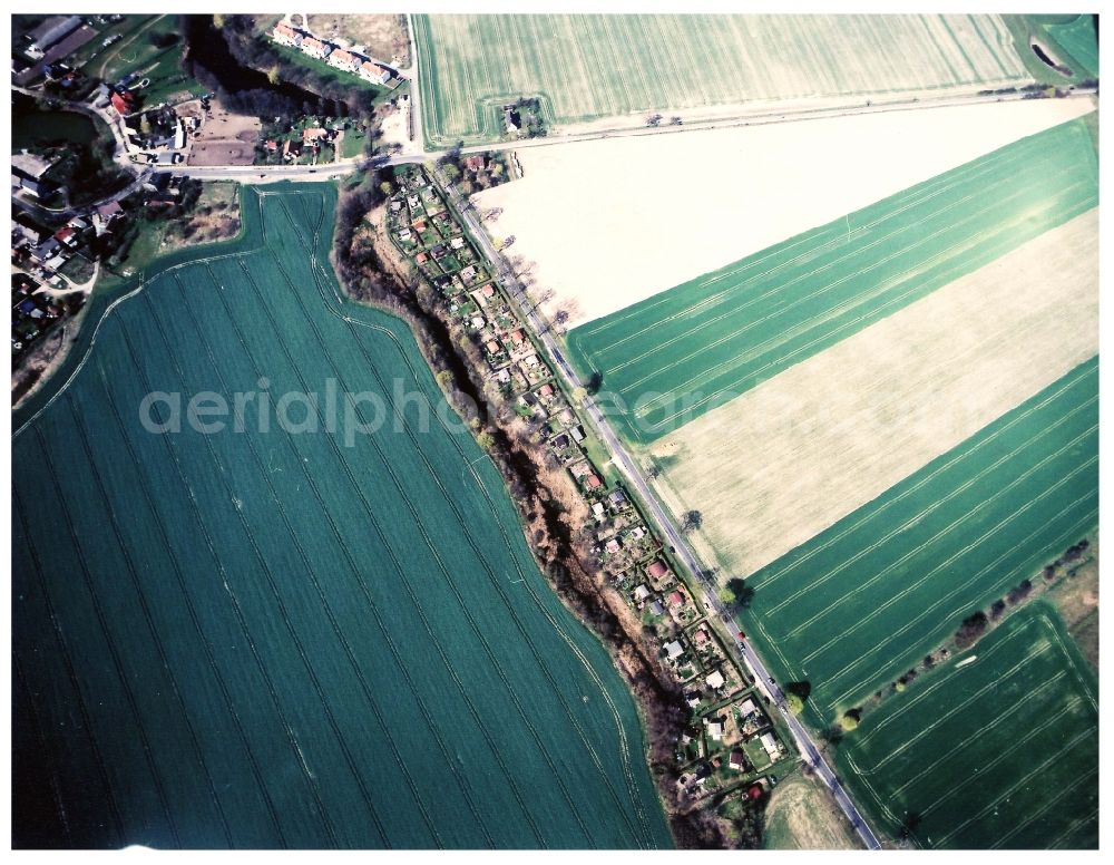 Aerial image Mehrow - Parcel of a small garden in Mehrow in the state Brandenburg, Germany