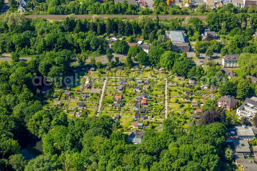 Gelsenkirchen from above - Parcel of a small garden in the district Gelsenkirchen-Nord in Gelsenkirchen in the state North Rhine-Westphalia, Germany