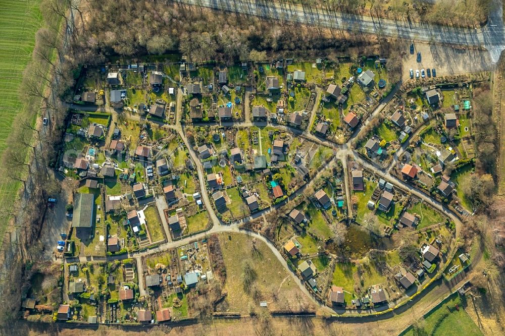 Bottrop from above - Parcel of a small garden in the district Kirchhellen in Bottrop in the state North Rhine-Westphalia, Germany