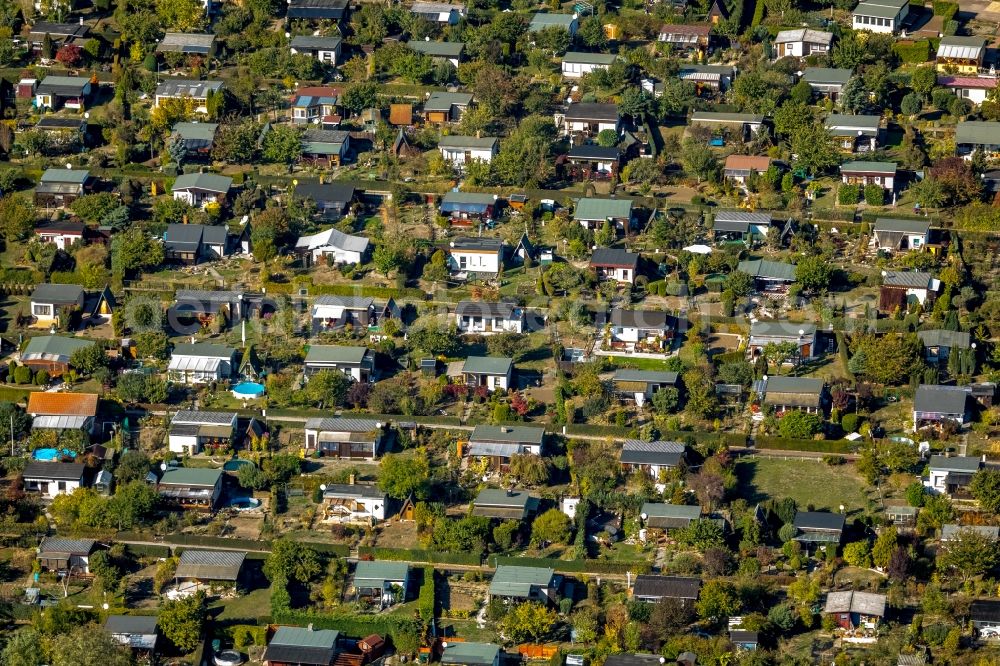 Aerial image Magdeburg - Parcel of a small garden in the district Salbke in Magdeburg in the state Saxony-Anhalt, Germany