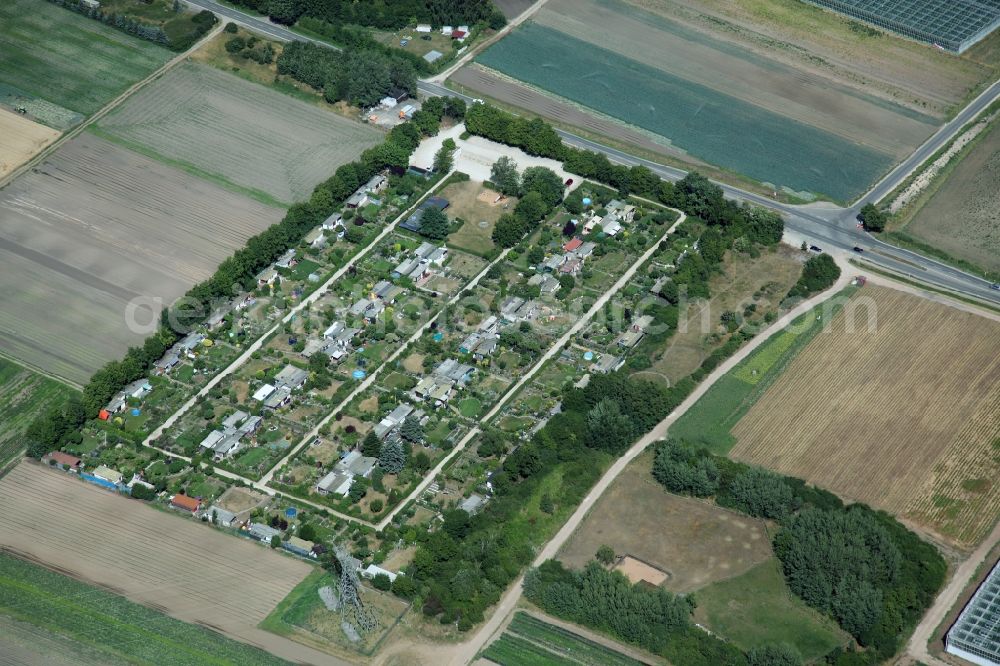 Nürnberg from the bird's eye view: Parcel of a allotment garden site in Nuremberg in the state Bavaria