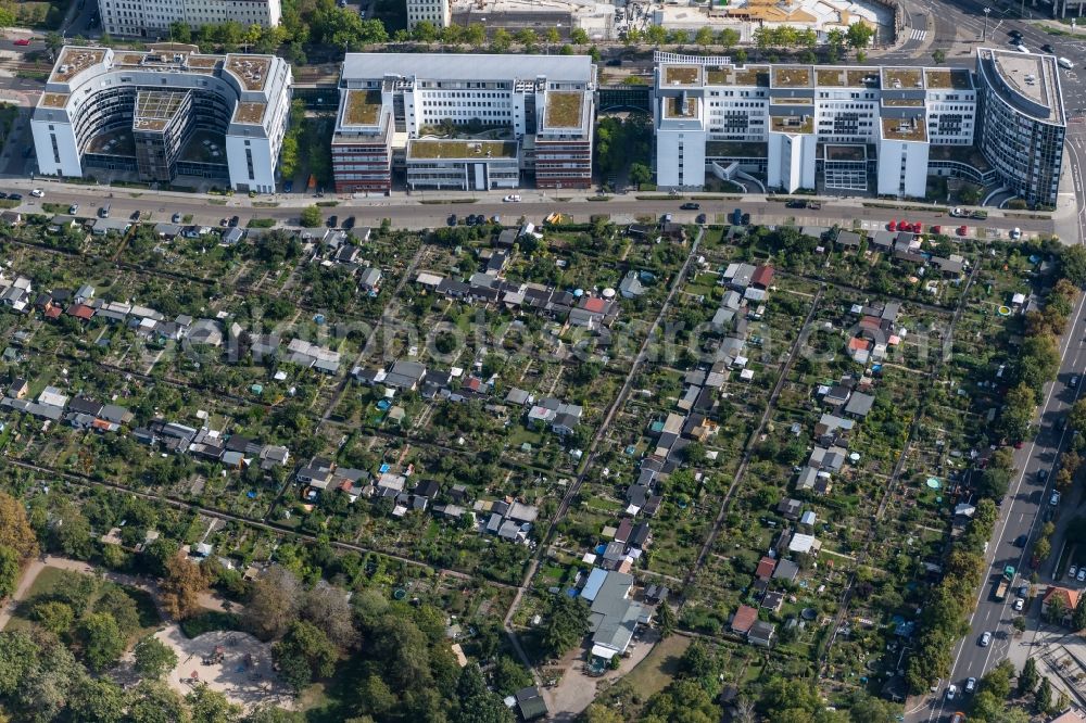 Leipzig from above - Parcel of a small garden on Semmelweisstrasse in the district Zentrum-Suedost in Leipzig in the state Saxony, Germany