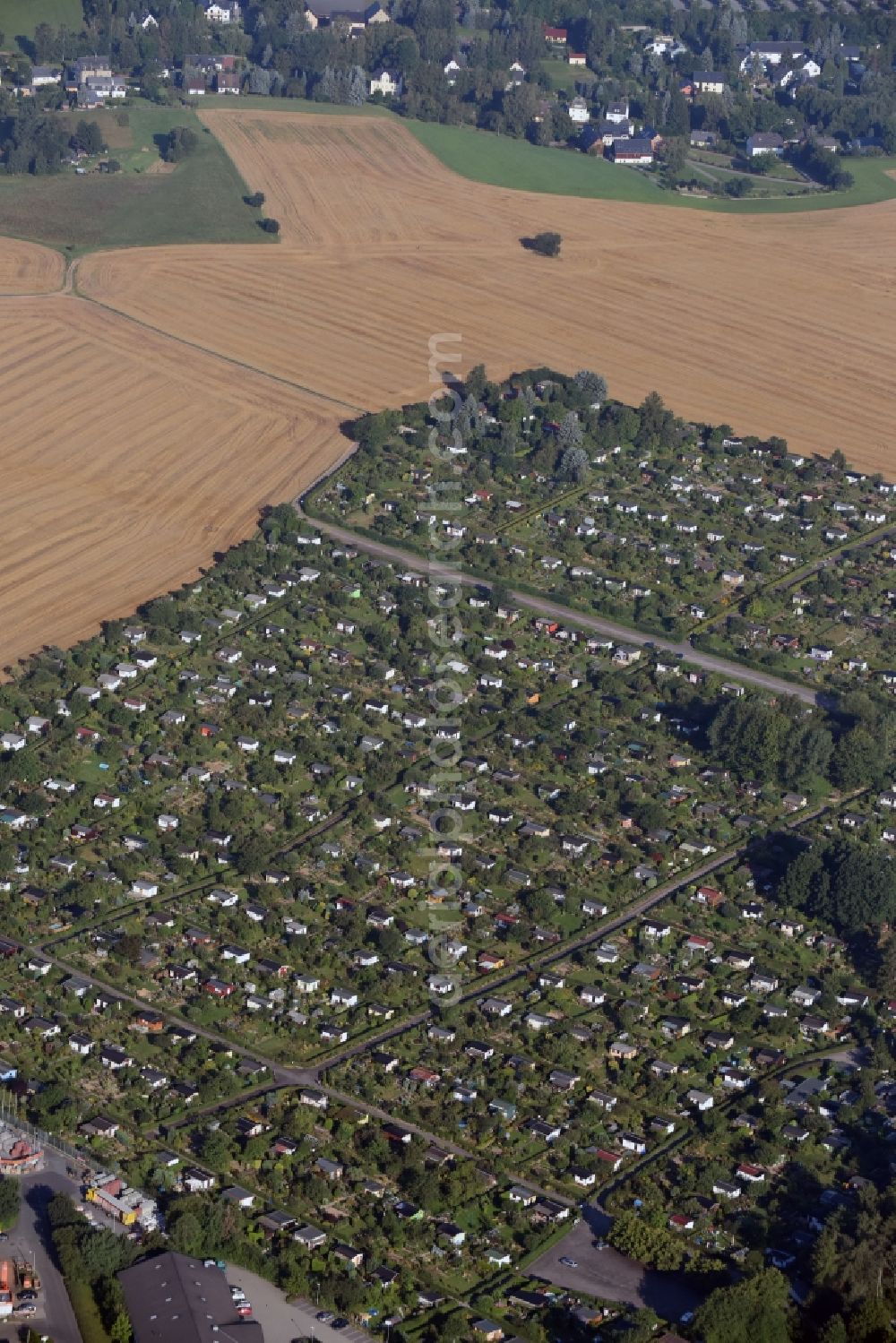 Aerial photograph Chemnitz - Parcel of a small garden at the Stollberger Street in Chemnitz in the state Saxony