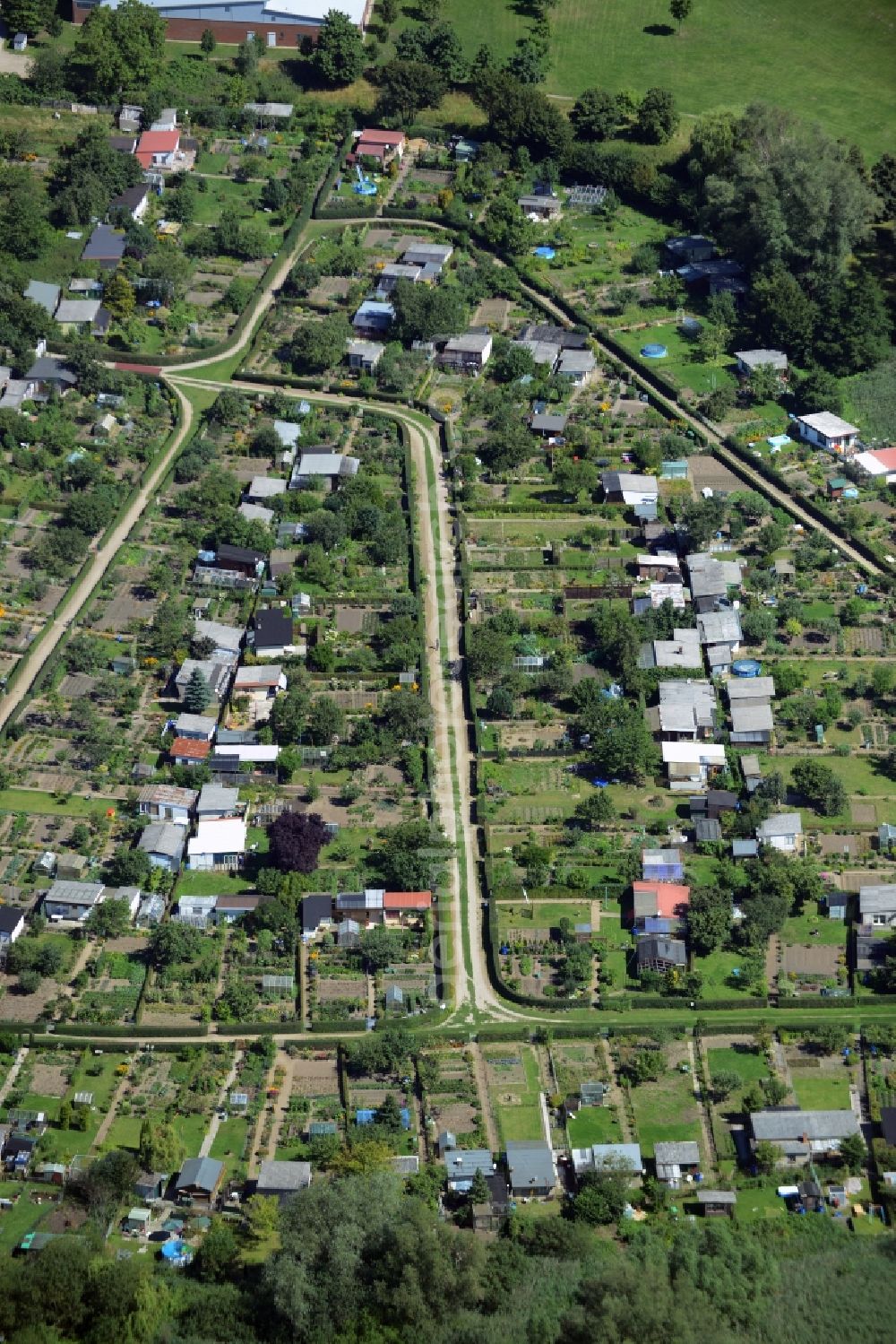 Aerial photograph Teterow - Parcel of a small garden in Teterow in the state Mecklenburg - Western Pomerania