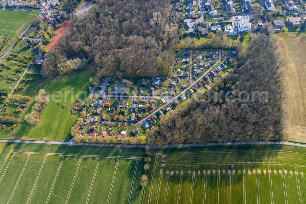 Aerial photograph Hamm - Parcel of a small garden Zur Schoenen Aussicht in Hamm in the state North Rhine-Westphalia, Germany