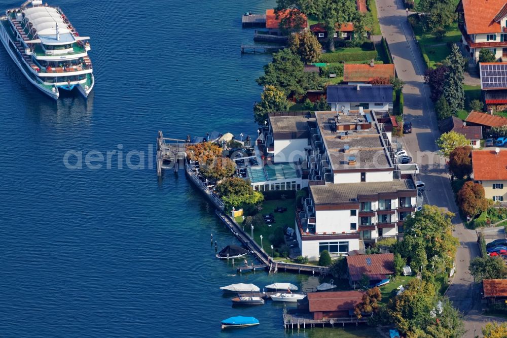 Aerial image Berg - Passenger ship Starnberg in Berg in the state Bavaria, Germany