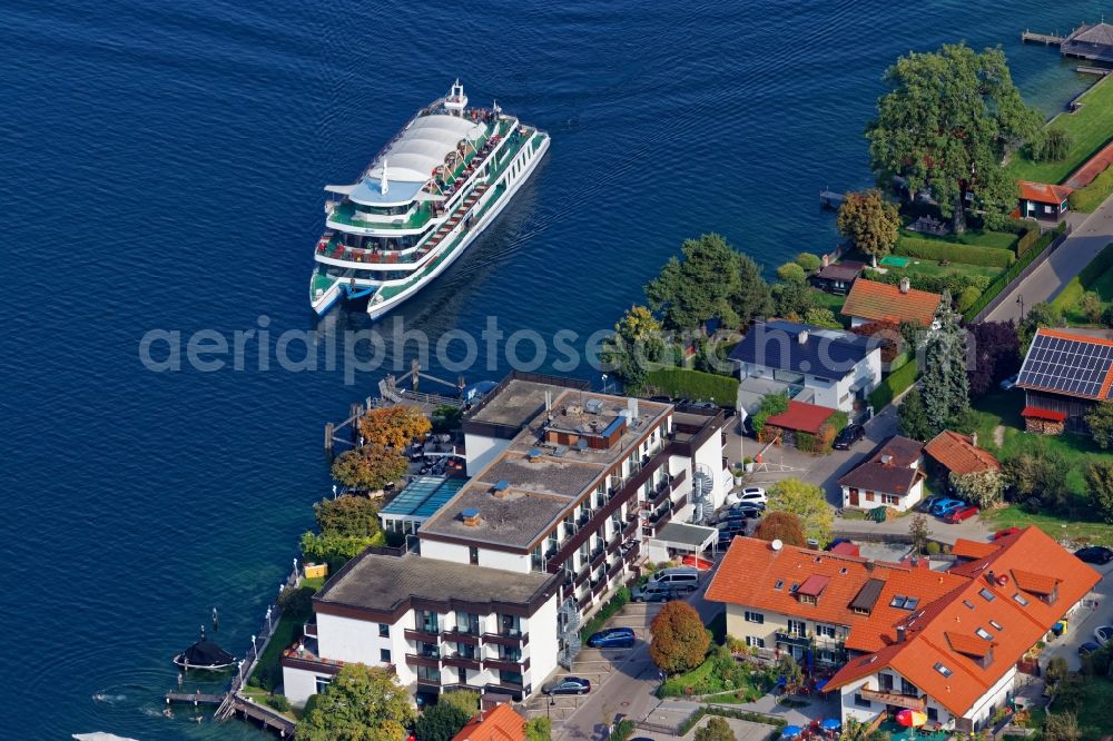 Aerial photograph Berg - Passenger ship Starnberg in Berg in the state Bavaria, Germany