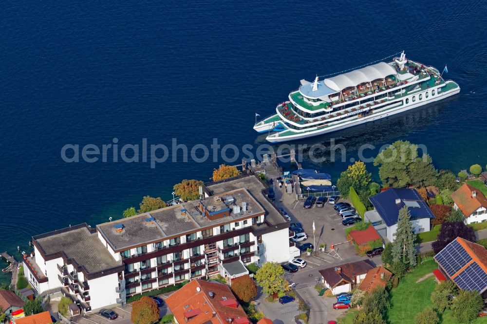 Berg from the bird's eye view: Passenger ship Starnberg in Berg in the state Bavaria, Germany