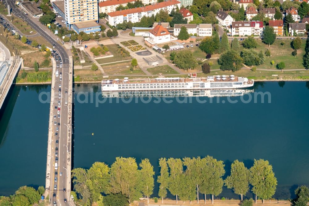 Aerial photograph Kehl - Passenger ship Anleger in Kehl in the state Baden-Wurttemberg, Germany