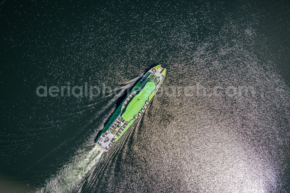 Aerial image Sondern - Passenger ship Ausflugsschiff Westfalen on lake Bigge in Sondern in the state North Rhine-Westphalia, Germany