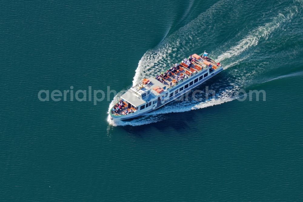 Aerial image Chiemsee - Passenger ship MS Berta on the Chiemsee in the state Bavaria