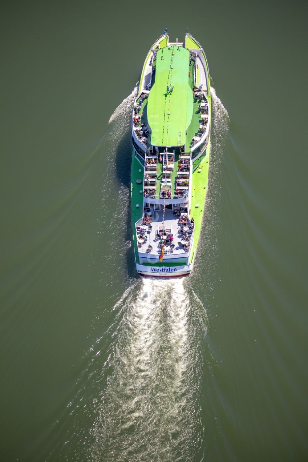 Attendorn from the bird's eye view: Passenger and passenger ship on the Biggetalsperre near Attendorn in the state North Rhine-Westphalia, Germany