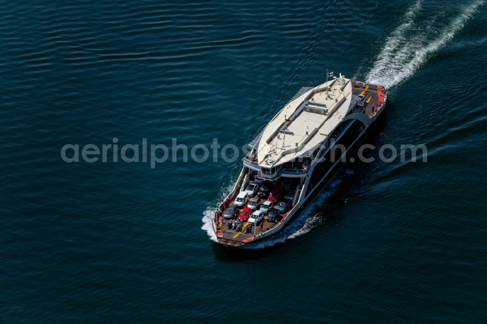 Aerial photograph Meersburg - Passenger ship on Bodensee in Meersburg in the state Baden-Wuerttemberg, Germany