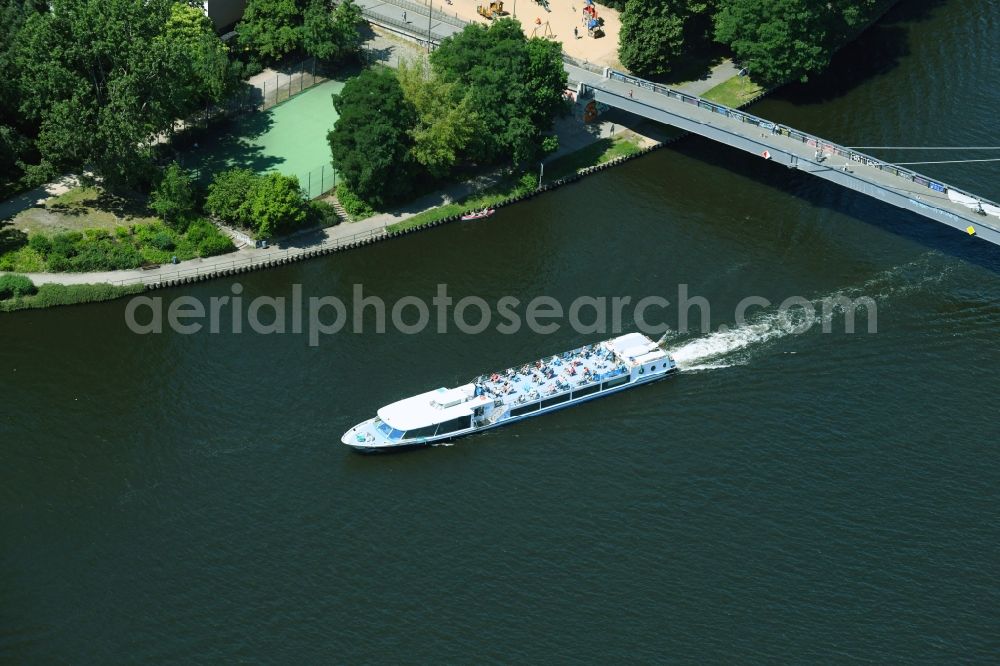 Berlin from the bird's eye view: Passenger ship Brasil in the district Oberschoeneweide in Berlin, Germany