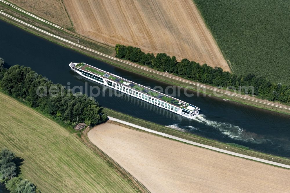 Aerial image Bad Abbach - Passenger ship auf of Donau in Bad Abbach in the state Bavaria, Germany