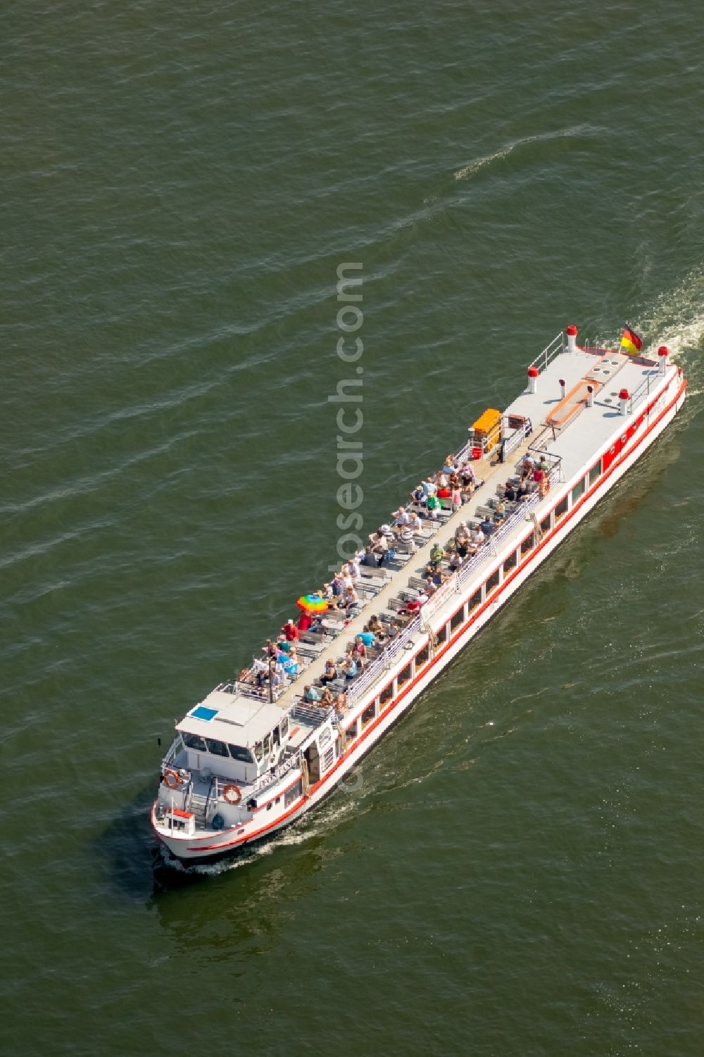 Aerial image Waren (Müritz) - Passenger ship Fontane in Waren (Mueritz) in the state Mecklenburg - Western Pomerania