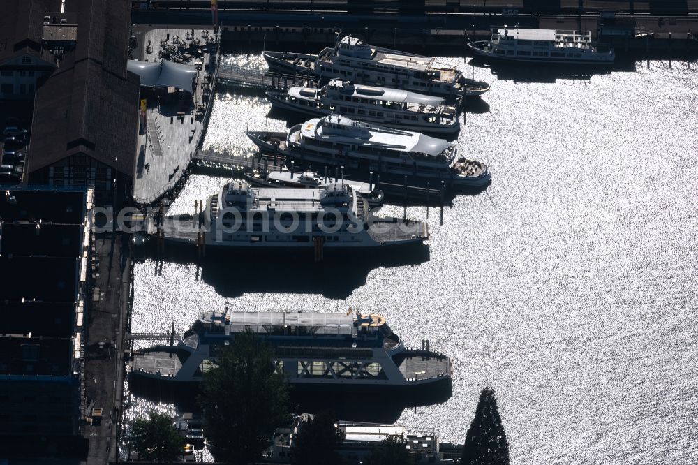 Aerial photograph Romanshorn - Passenger ship in Hafen in Romanshorn in the canton Thurgau, Switzerland