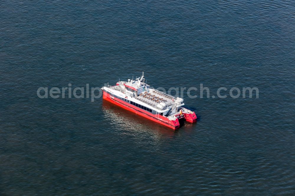 Aerial image Hooge - Passenger ship vor Hallig in Hooge in the state Schleswig-Holstein, Germany