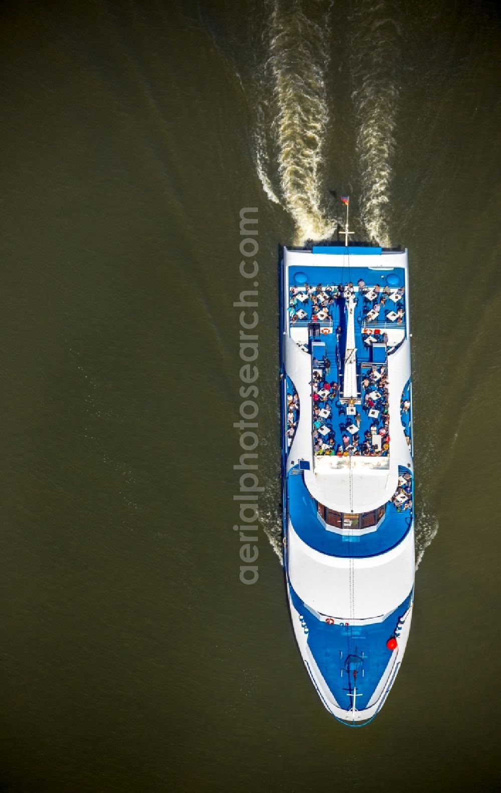 Hamburg from above - Passenger ship in Hamburg in Germany