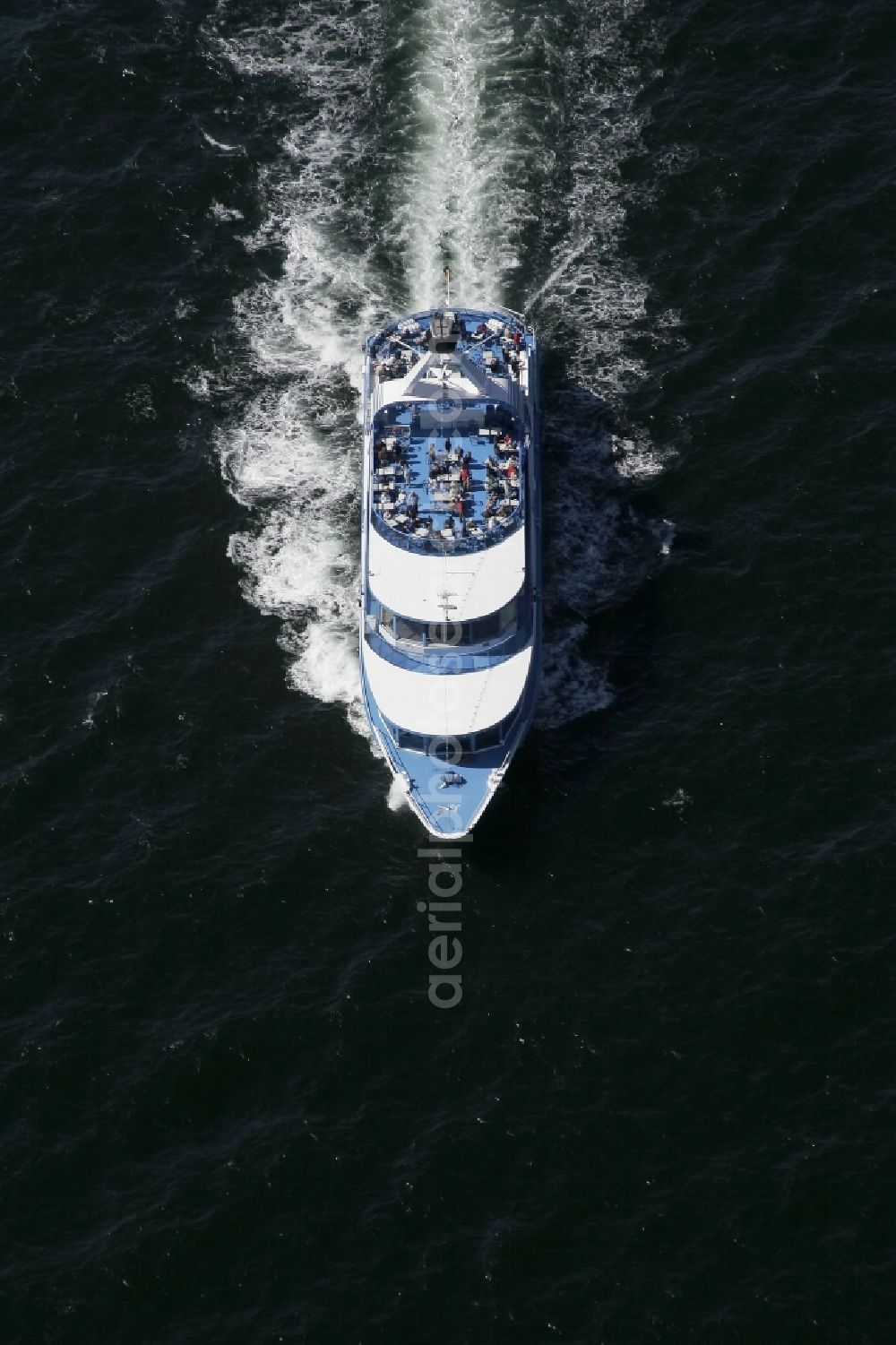 Aerial image Strande - Passenger ship MS. HAMBURG in Strande in the state Schleswig-Holstein. The motor vessel is the official escort ship for viewers of Kieler Woche