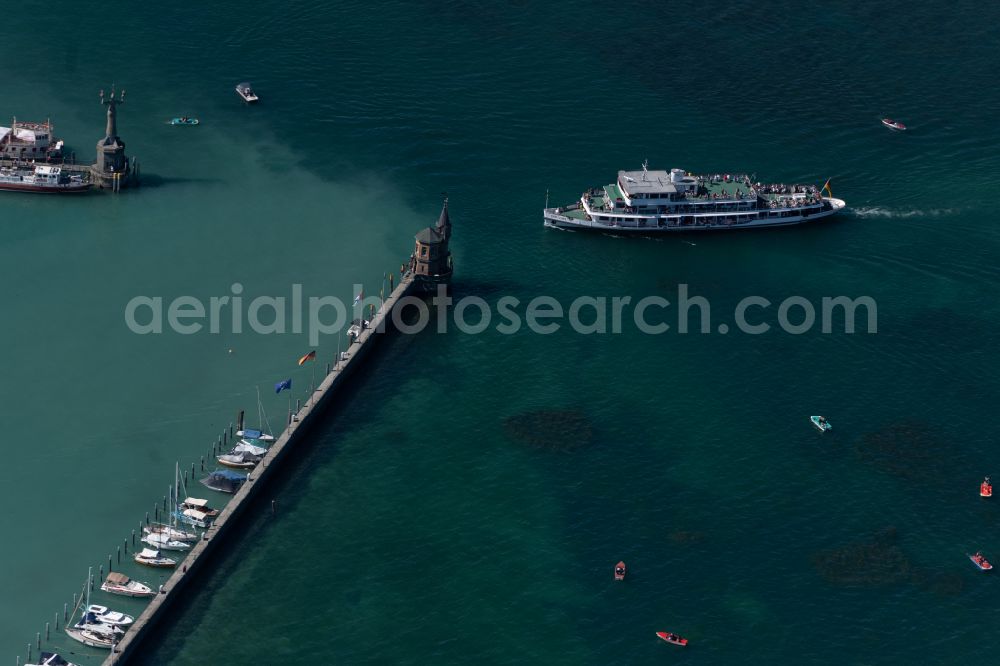 Konstanz from the bird's eye view: Passenger ship Karlsruhe in Konstanz at Bodensee in the state Baden-Wuerttemberg, Germany