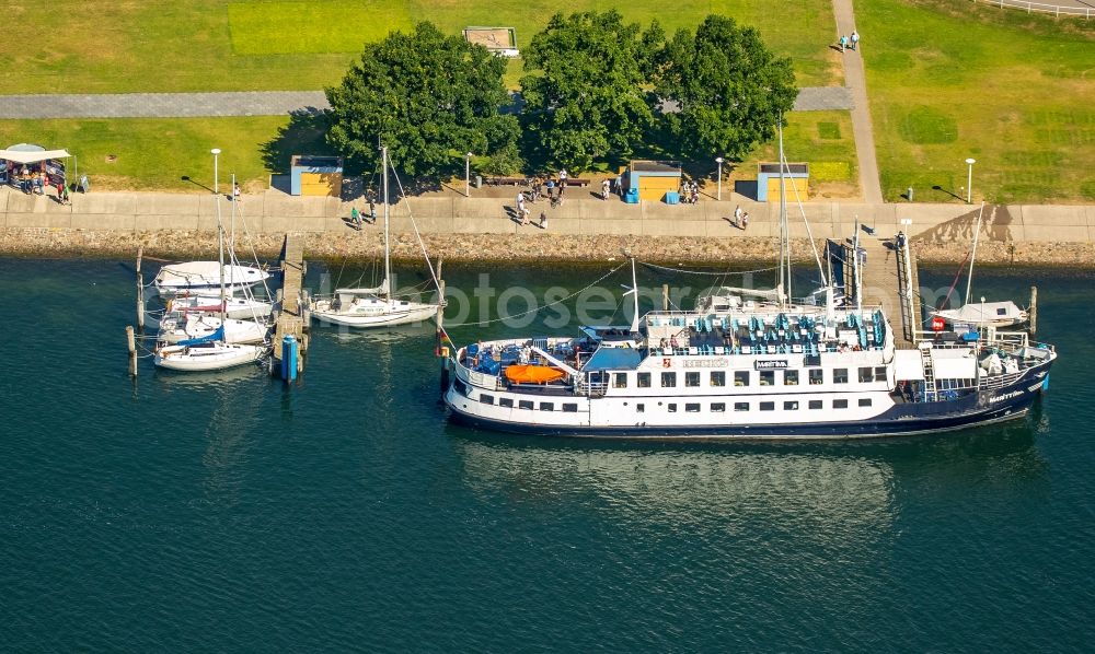 Lübeck from the bird's eye view: Passenger ship Marittima in Luebeck in the state Schleswig-Holstein