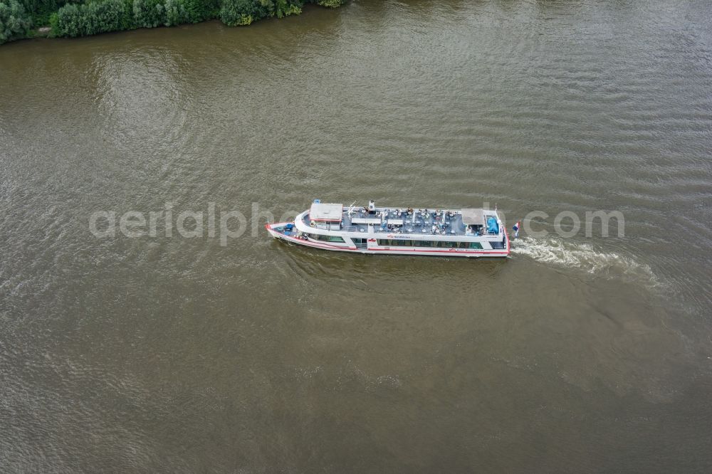 Frankfurt am Main from the bird's eye view: Passenger ship MS Palladium in Frankfurt in the state Hesse